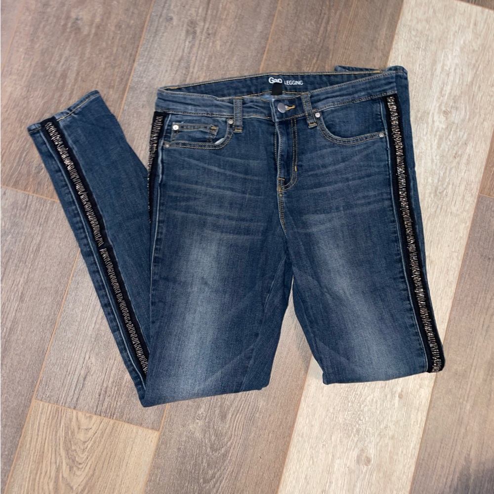 GAP Dark Blue Skinny Jeans with Side Embellishments